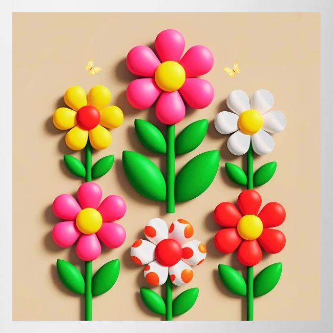 3D Flowers and Butterflies in Amber, Floral Design