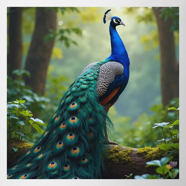 Majestic Peacock in Enchanted Forest