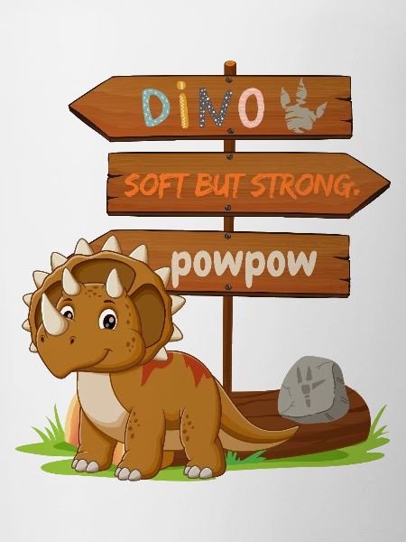 Cute Dinosaur with Playful Signpost