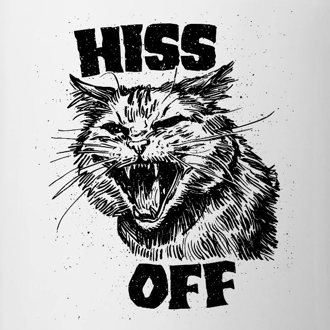 Hiss Off - Angry Cat Shirt - Black Ink