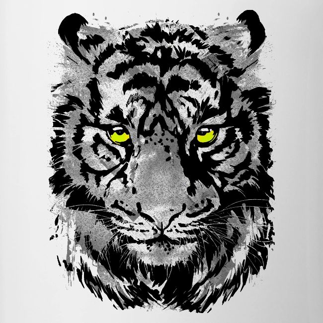 Gray Tiger Head Drawing - Black and white Tiger