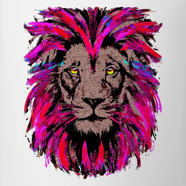 Purple Lion Head - Pink Lion Face Drawing