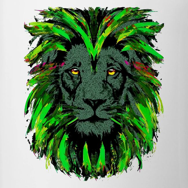 Green Lion Head Portrait Drawing - Green Lion