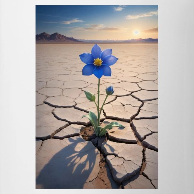 Blue Flower Growing In Barren Desert Wall Posters