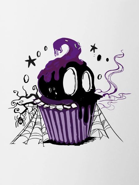 Black Halloween Skull Cupcake