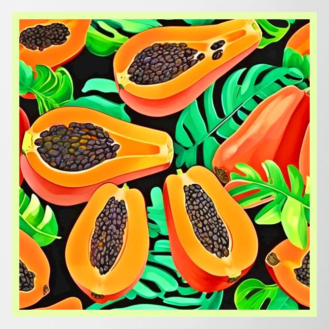 Papaya and Leaves Fresh Pattern
