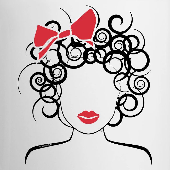 Curly Girl with Red Bow
