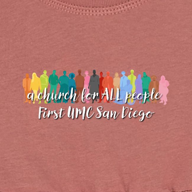 a church for all people - with colorful graphic