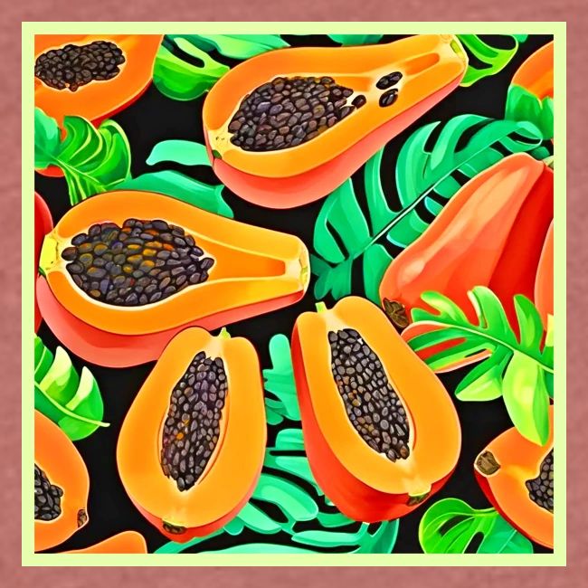 Papaya and Leaves Fresh Pattern