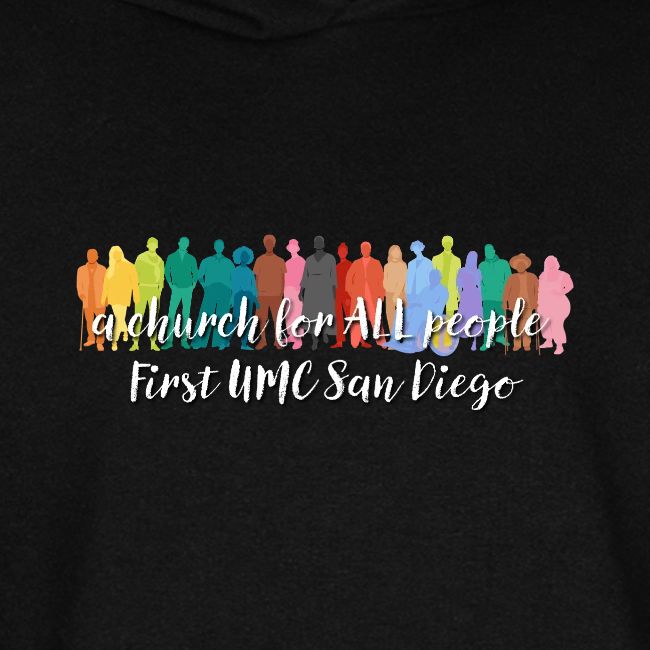 a church for all people - with colorful graphic