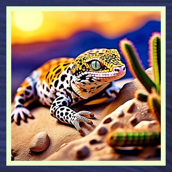Cute Leopard Gecko Sunset Desert Design