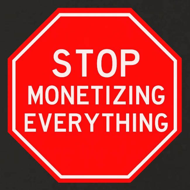 STOP MONETIZING EVERYTHING
