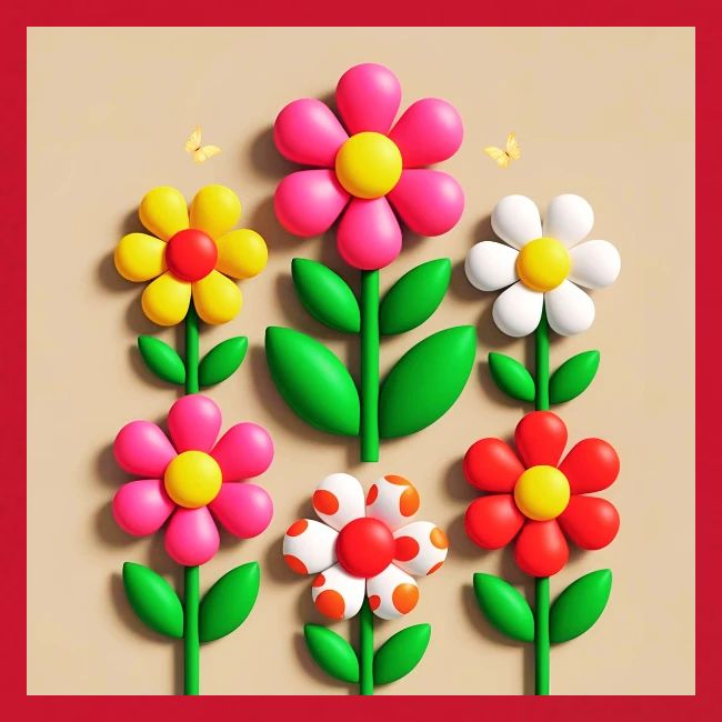 3D Flowers and Butterflies in Amber, Floral Design