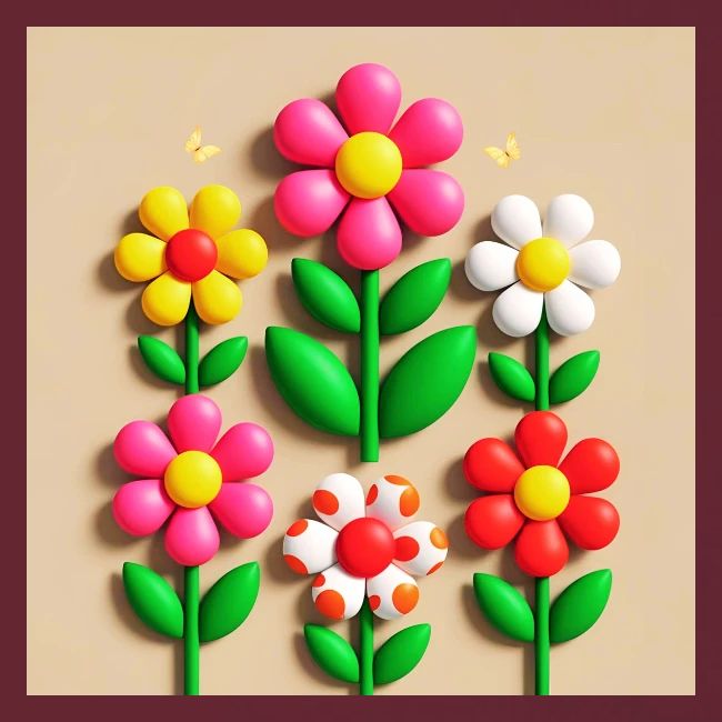 3D Flowers and Butterflies in Amber, Floral Design