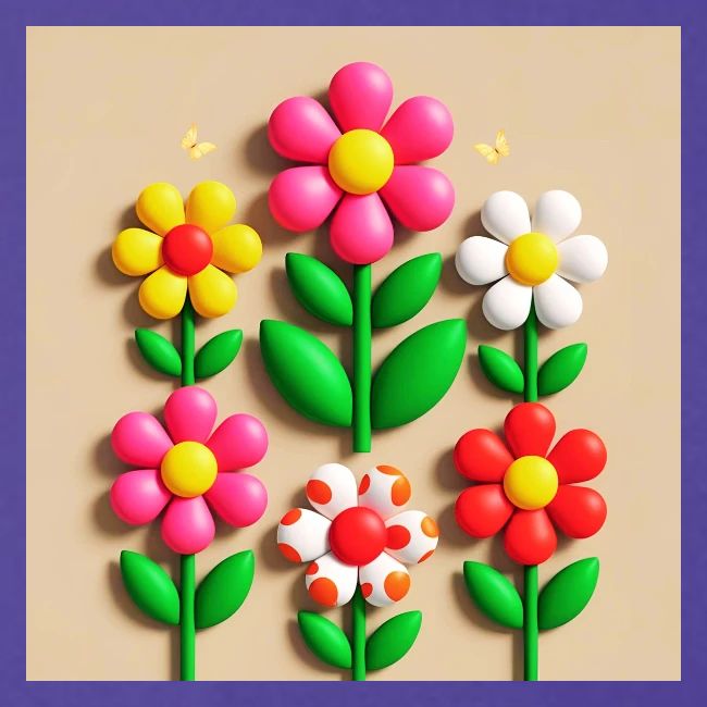 3D Flowers and Butterflies in Amber, Floral Design