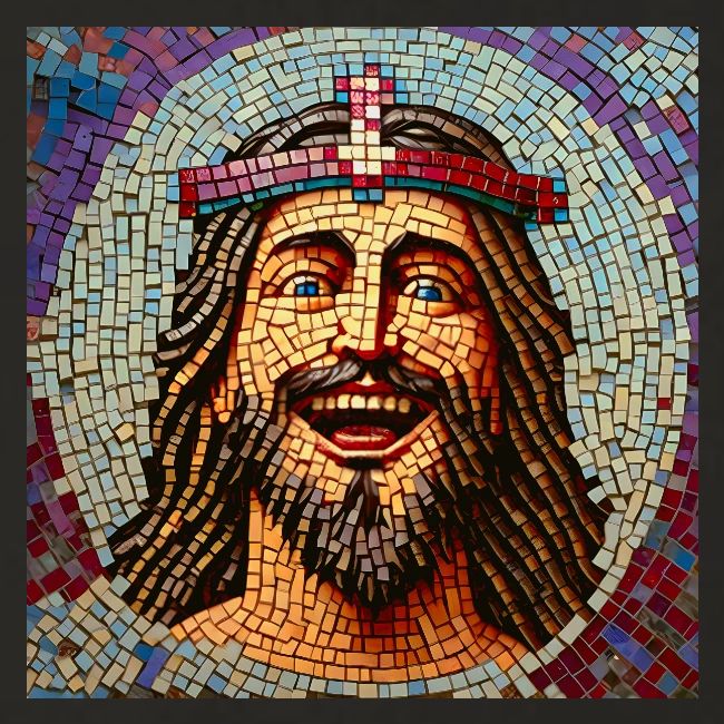 happy mosaic jesus