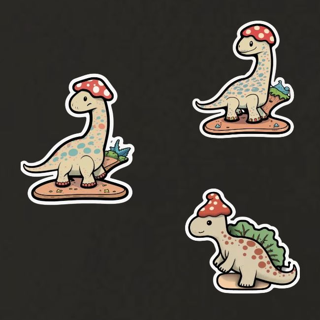 Mushroom Hat Brontosaurus Dinosaur