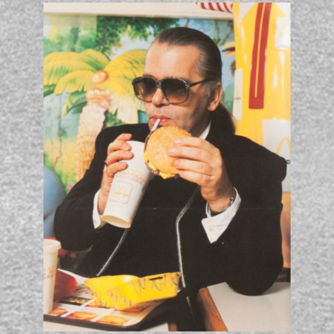 Karl Lagerfeld Eating a McDonald's Cheeseburger