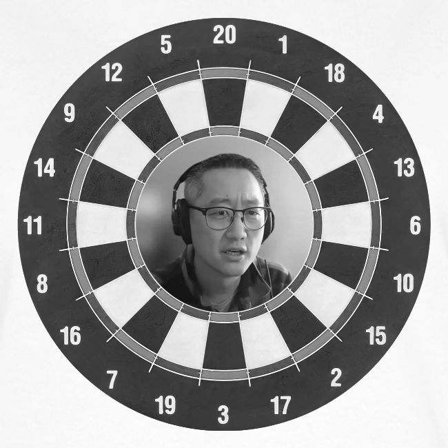 Producer Jay on Dartboard with Fusco Show back