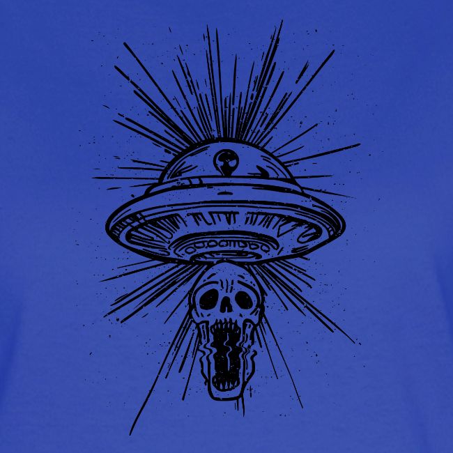 Warped Skull UFO Abduction - Black Ink