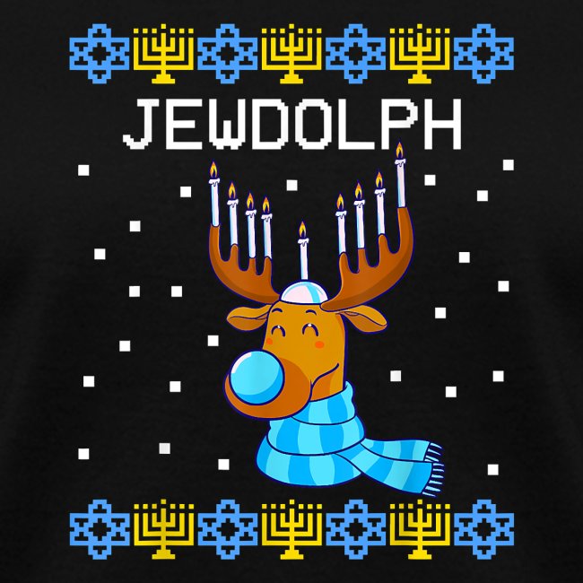Jewdolph Ugly Hanukkah Sweater Reindeer Menorah