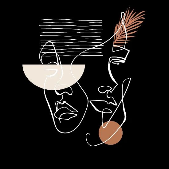 Line Art Face Face Abstract Art One Line Minimal' Women's T-Shirt |  Spreadshirt