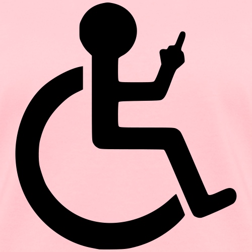 wheelchair user holding up the middle finger *