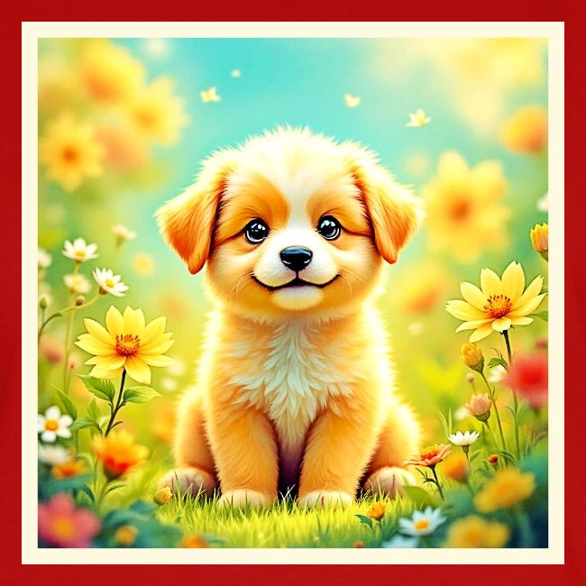 Cute Puppy Flower Art