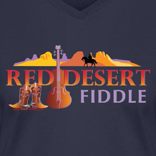 Red Desert Fiddle, Red Text Cut-Out. - Women's V-Neck T-Shirt