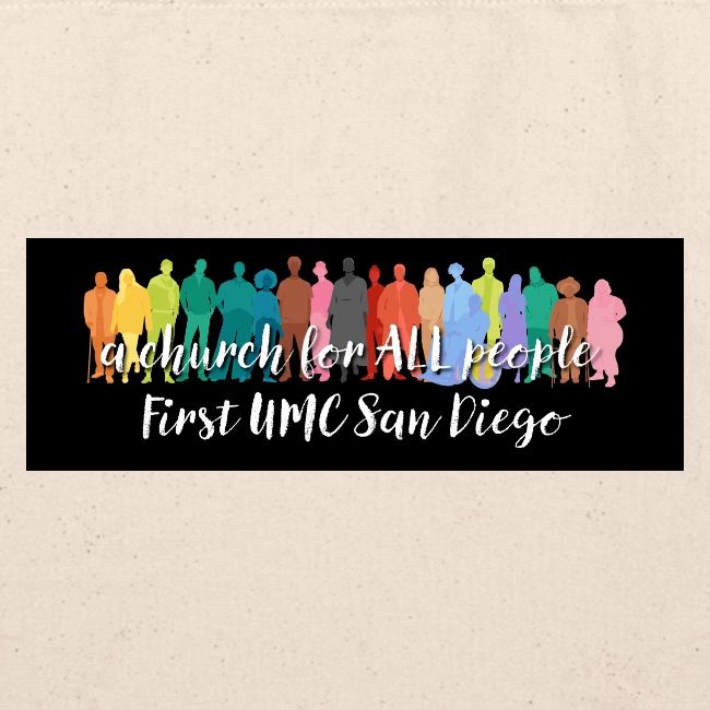 a church for all people - with colorful graphic