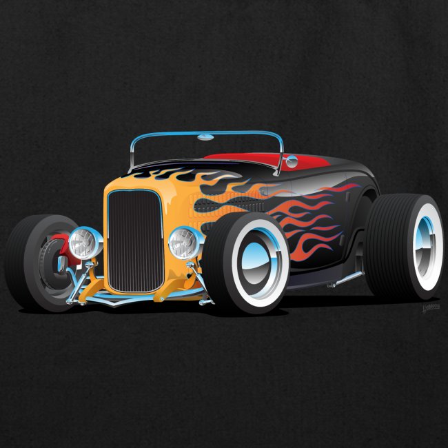 Custom Hot Rod Roadster Car with Flames