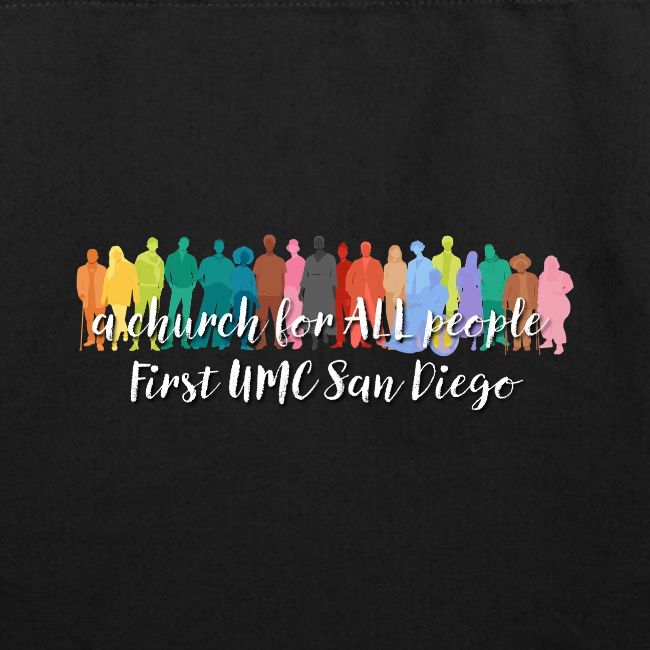 a church for all people - with colorful graphic