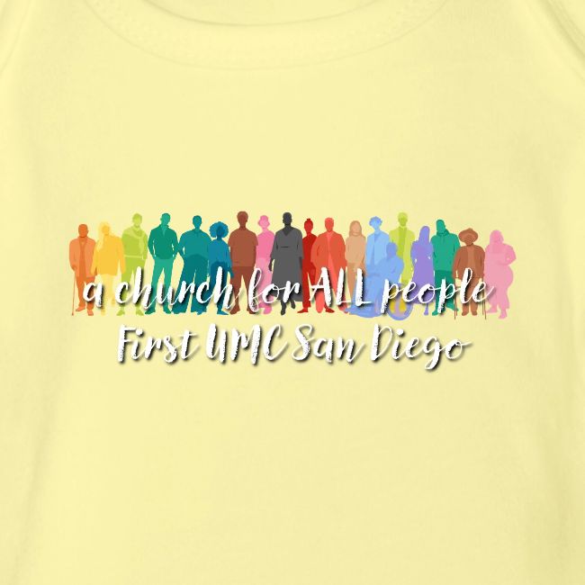 a church for all people - with colorful graphic