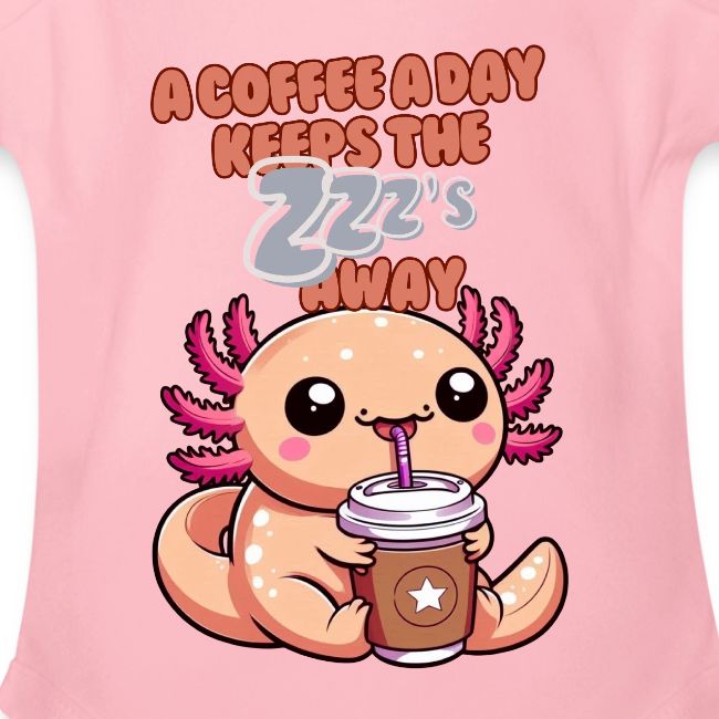 Coffee Drinking Cute Baby Axolotl