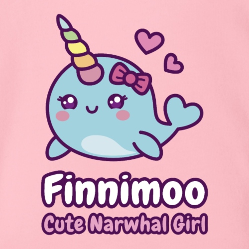 Finnimoo - Cute Narwhal Girl - Organic Short Sleeve Baby Bodysuit