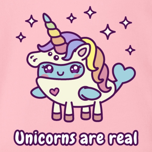 Unicorns Are Real - Narwhal Unicorn - Organic Short Sleeve Baby Bodysuit