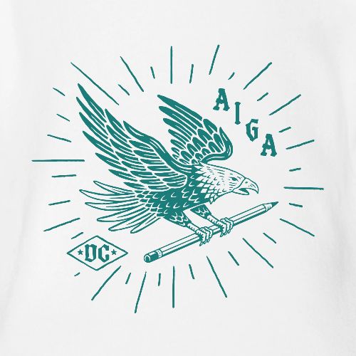 Fly Like an AIGA DC Eagle (teal) - Organic Short Sleeve Baby Bodysuit