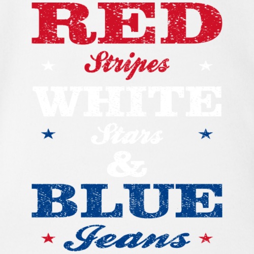 Red Stripes White Stars and Blue Jeans - Organic Short Sleeve Baby Bodysuit