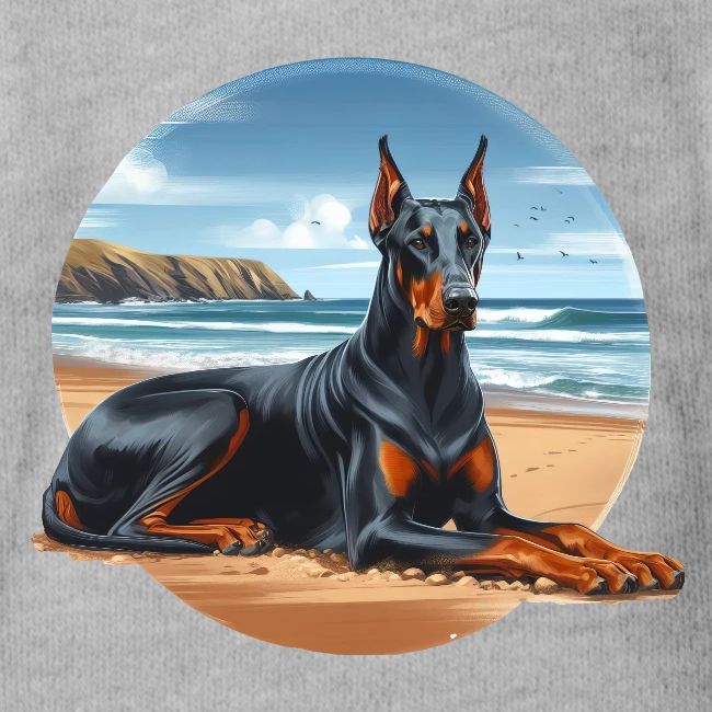 Doberman On The Beach