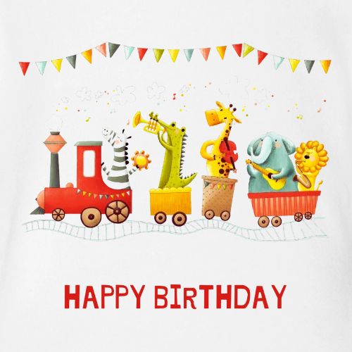 Happy birthday - Organic Short Sleeve Baby Bodysuit