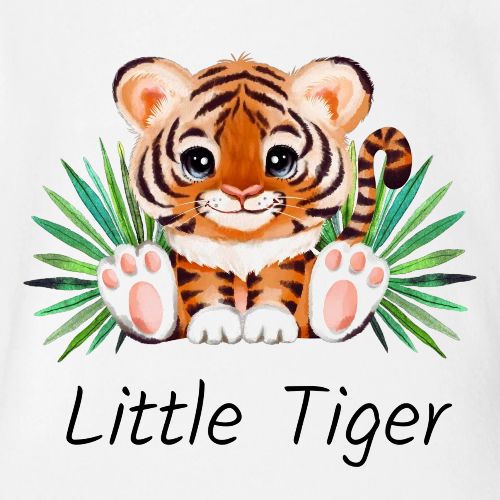 Cute animal little tiger. - Organic Short Sleeve Baby Bodysuit