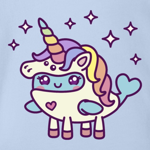 Funny Narwhal Wears A Unicorn Costume - Organic Short Sleeve Baby Bodysuit