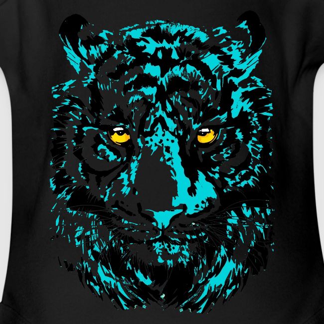 Artistic Tiger Head Portrait Drawing - Turquoise