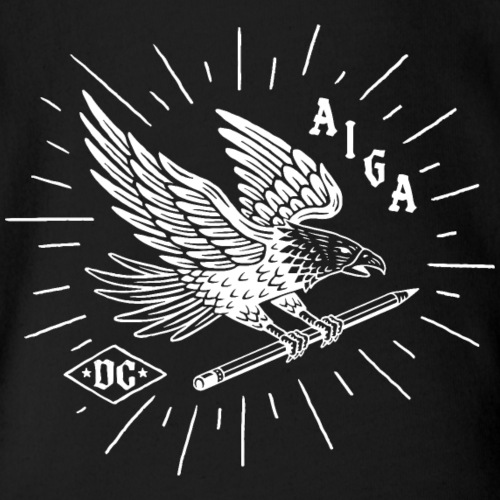 Fly Like an AIGA DC Eagle (white) - Organic Short Sleeve Baby Bodysuit