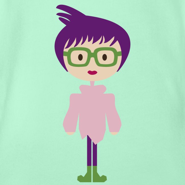 Colorful Mod Girl and Her Green Eyeglasses