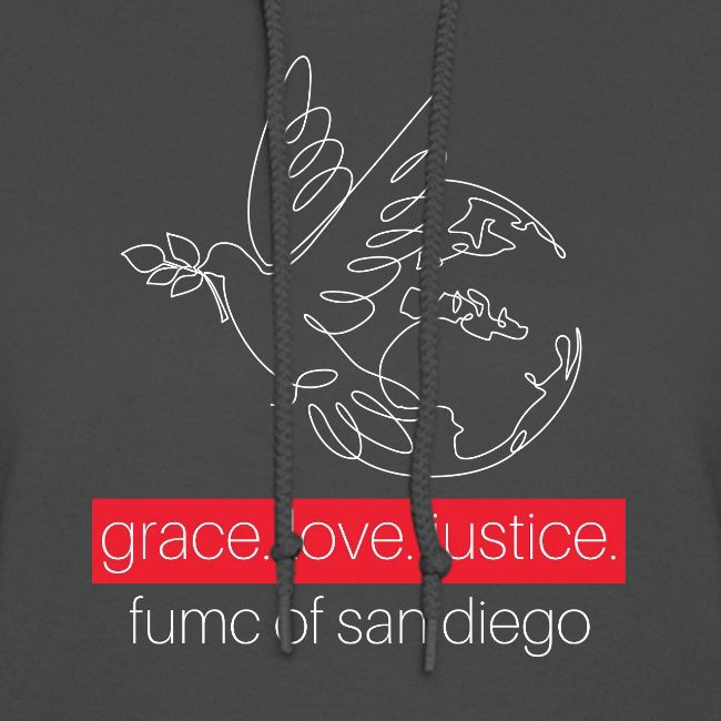 Grace. Love. Justice.- dove and earth graphic