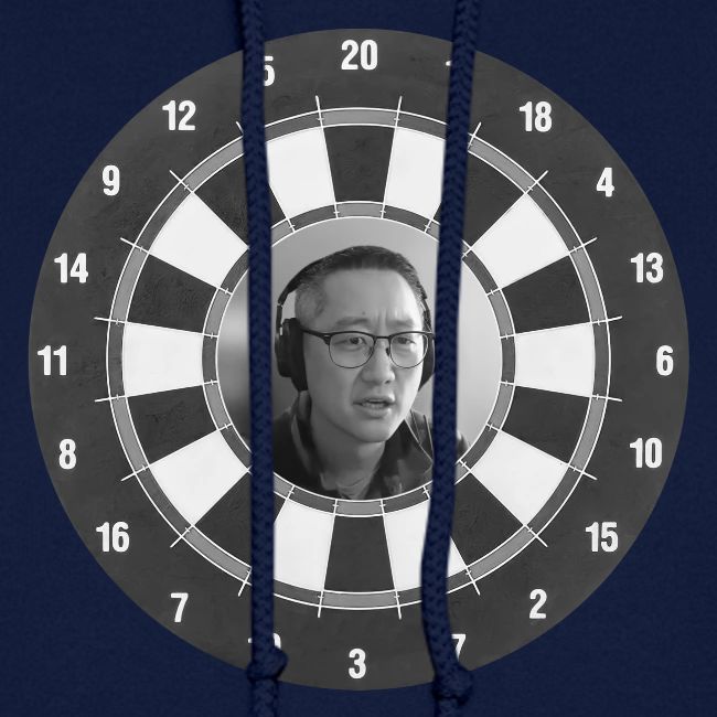 Producer Jay on Dartboard with Fusco Show back