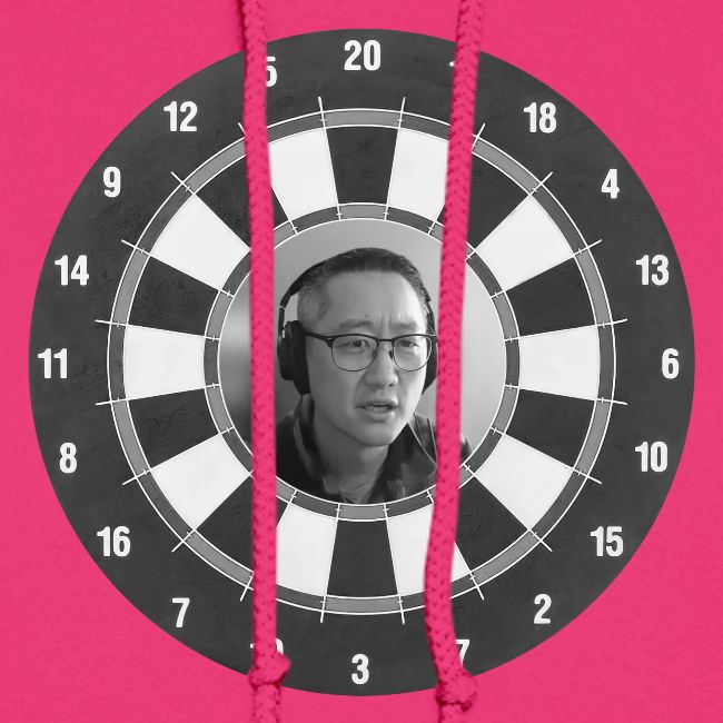 Producer Jay on Dartboard with Fusco Show back