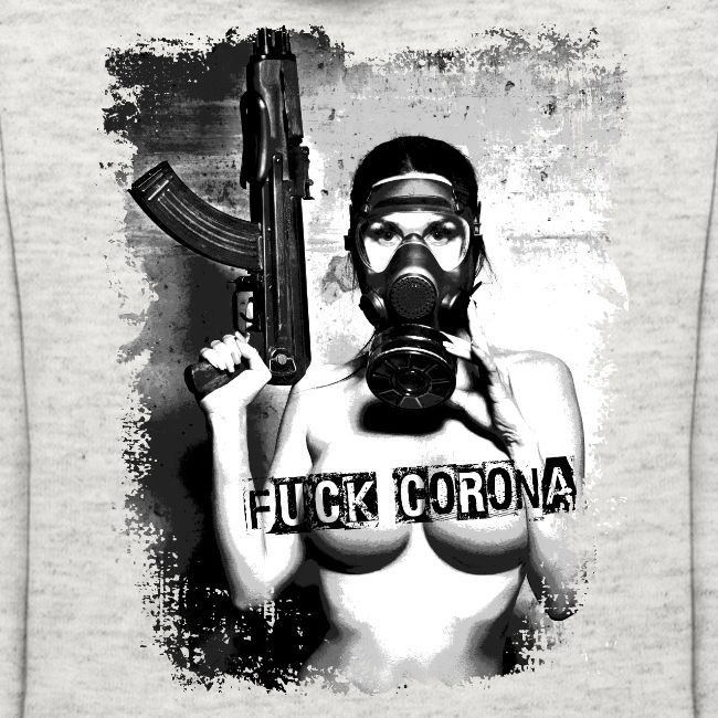 masked girl with AK - FUCK CORONA 4 dark clothes