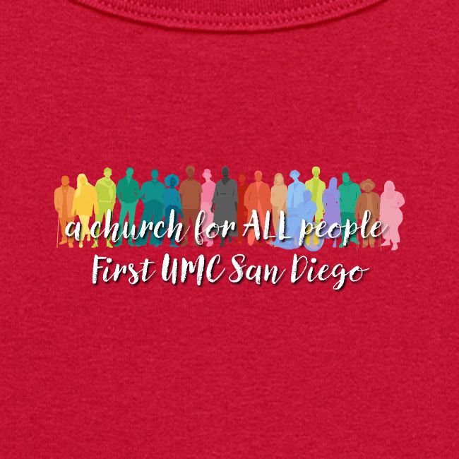 a church for all people - with colorful graphic
